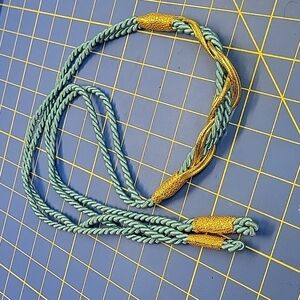 48" in Length Braided Rope Teal & Gold Belt
